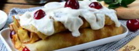 блины с вишней под сметаной. Шаг 9