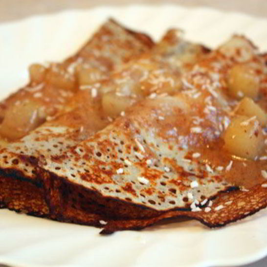 Рецепт рисовых блинчиков с грушевым соусом