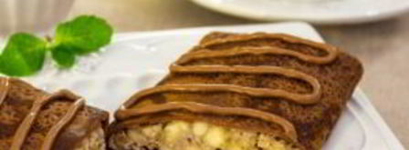 шоколадные блинчики с бананами и орехами. Шаг 18