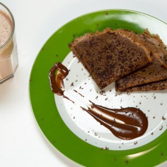 Рецепт шоколадных блинчиков с шоколадным соусом