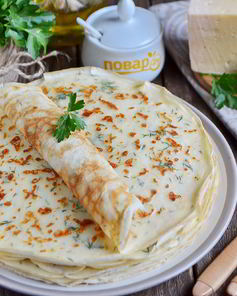 Сырные блины с укропом