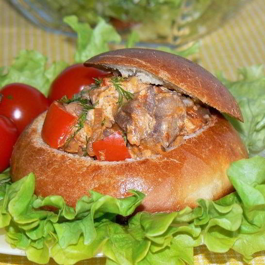 Рецепт ужина в хлебной булочке