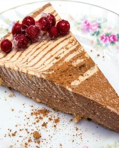 Фитнес чизкейк с творогом, какао, бананами и овсянкой