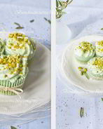 Фисташковые капкейки с малиной