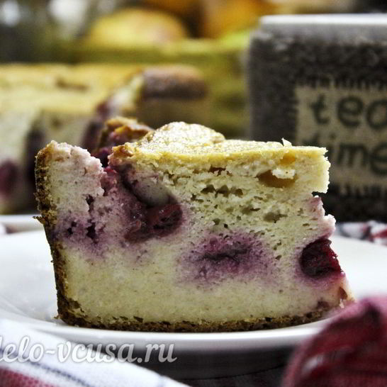 Рецепт творожного кекса с вишней