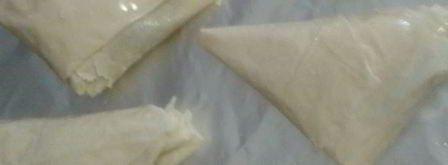 конвертики из теста фило со шпинатом и картофелем. Шаг 15