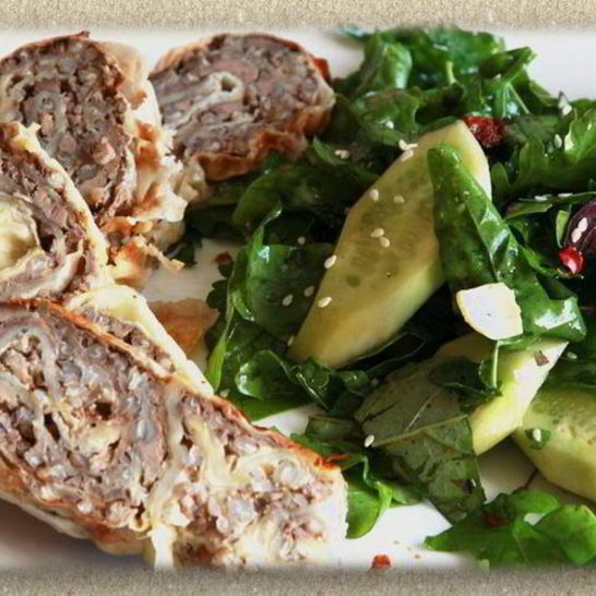 Рецепт гречки с куриной печенью в лаваше