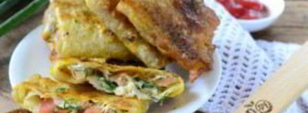 конвертики из лаваша с сыром и помидорами. Шаг 8