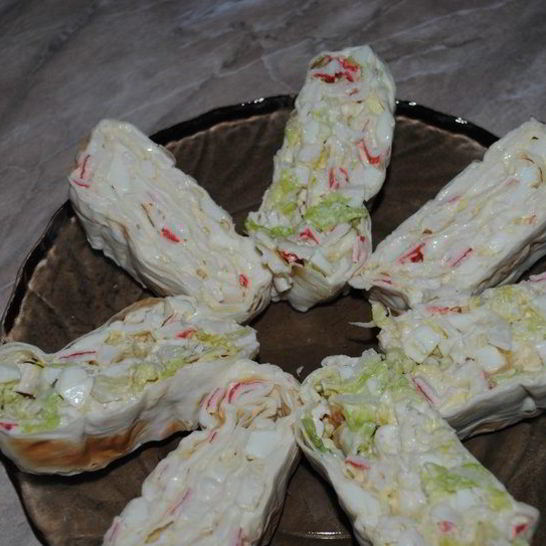 Рецепт лаваша с крабовыми палочками и плавленым сыром