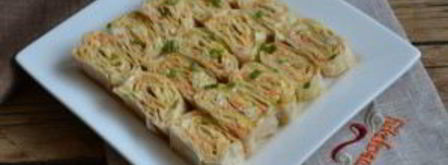 рулетики из лаваша с корейской морковкой. Шаг 7