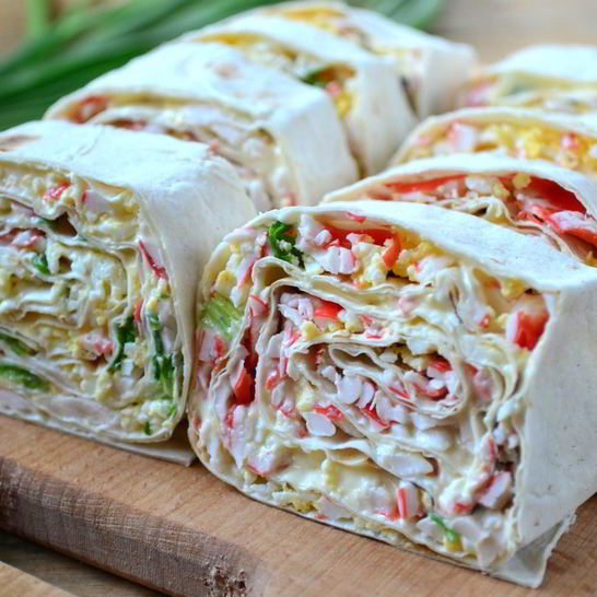 Рецепт закуски из лаваша с крабовыми палочками
