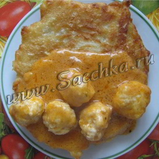 Рецепт картофельных лепешек с тефтелями