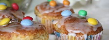 маффины с разноцветным шоколадным драже смартис. Шаг 4