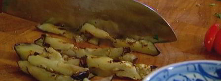 башенка из овсяных оладий, баклажана и феты. Шаг 6