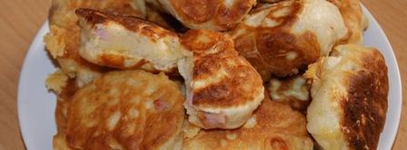 оладушки с ветчиной и сыром. Шаг 7