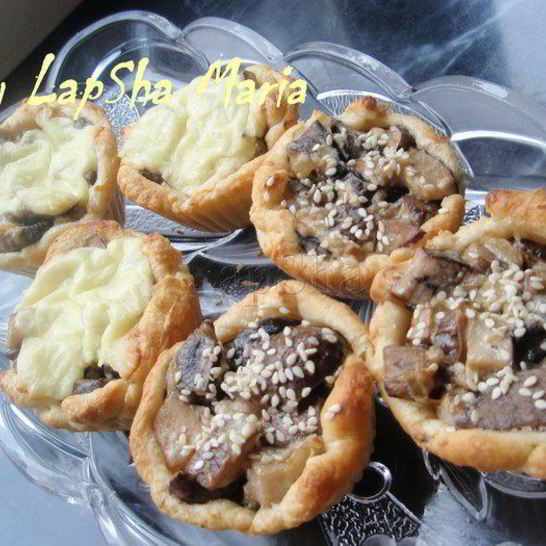 Рецепт открытых слоек с подосиновиками