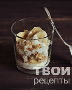 Творожный десерт с печеньем и бананом