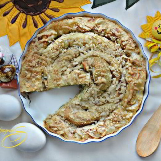 Блинный рыбный пирог со шпинатом