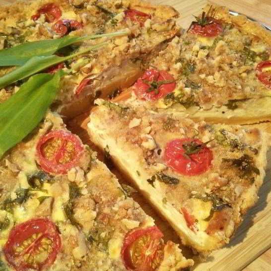 Рецепт киша на творожном тесте с цветной капустой и черемшой