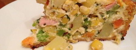 открытый овощной пирог с курицей. Шаг 2