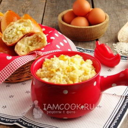 Рецепт начинки для пирожков с рисом и яйцом