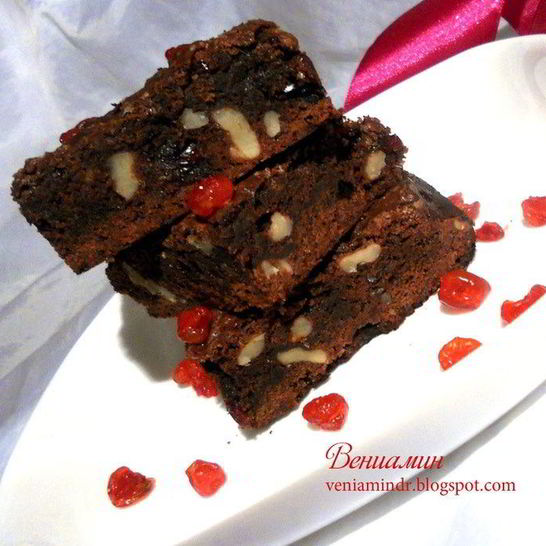 Рецепт брауни с клюквой и грецкими орехами