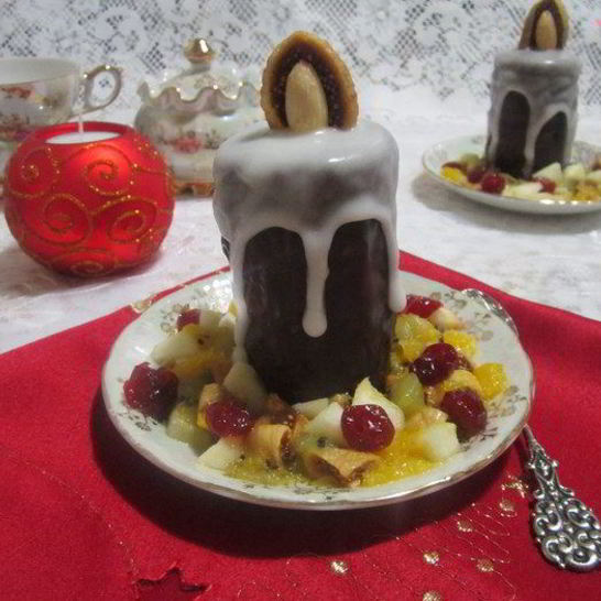 Рецепт пирожного рождественские свечи с карамелизированными фруктами