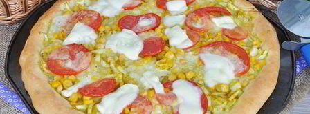 луковая пицца с кукурузой и моцареллой. Шаг 17