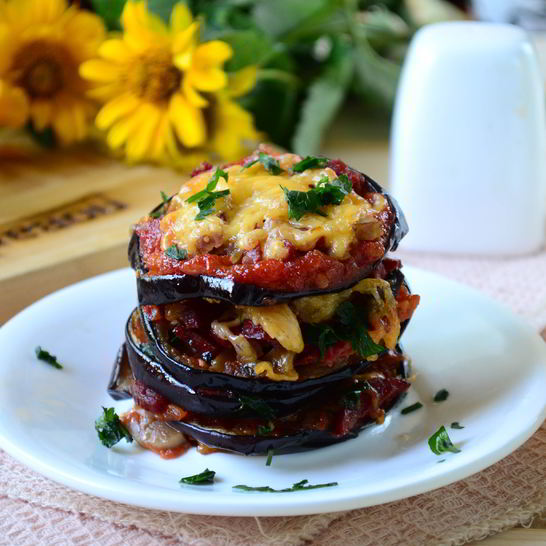 Рецепт мини-пиццы на баклажанах