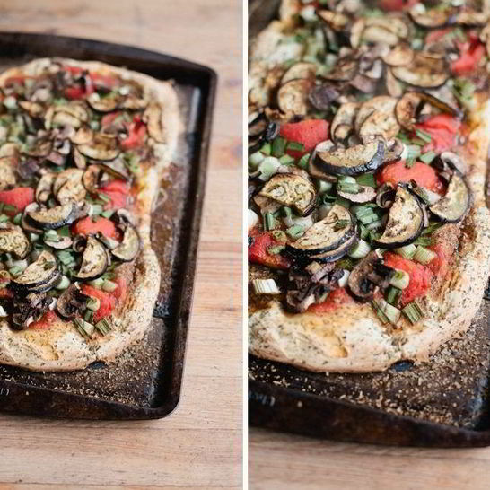 Рецепт пиццы с баклажанами и грибами