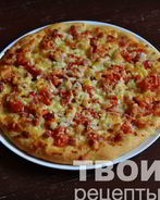 Пицца с колбасой