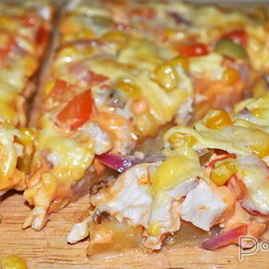 Рецепт пиццы с копченой курицей