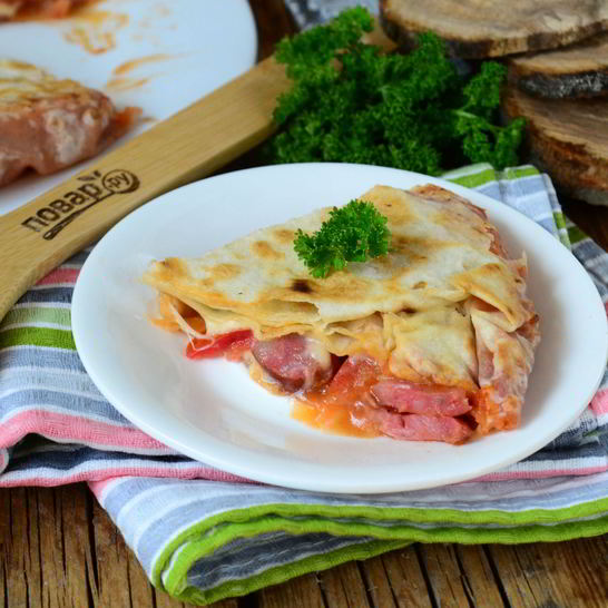 Рецепт пиццы в лаваше на сковороде