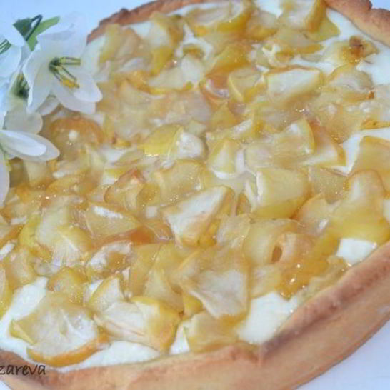 Рецепт песочного творожника с яблочной начинкой