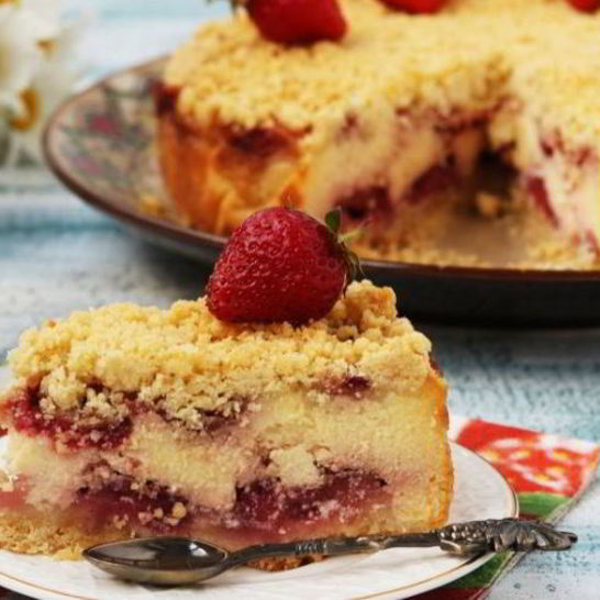 Рецепт творожника с клубникой