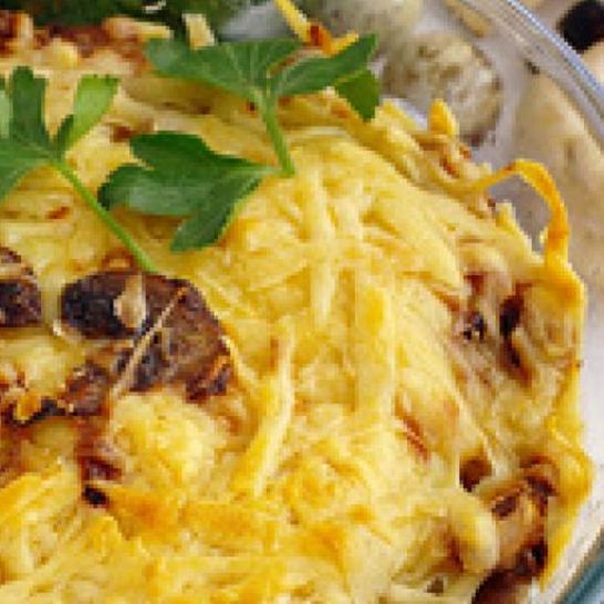 Рецепт грибной запеканки с рисом и сыром