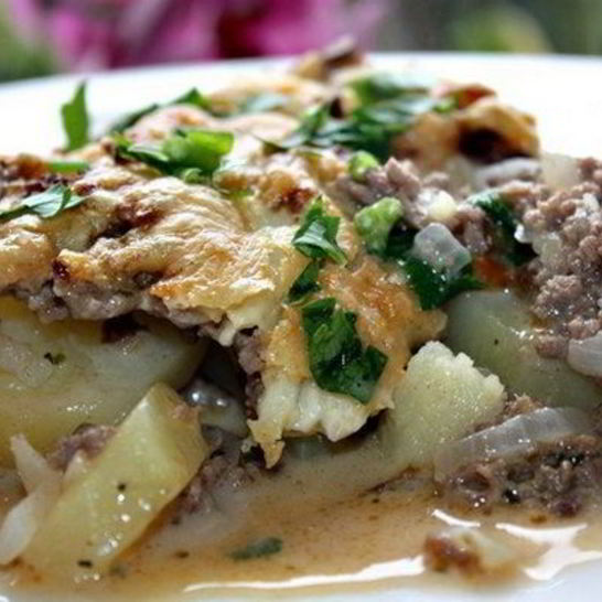 Рецепт картофельной запеканки с фаршем в сливках