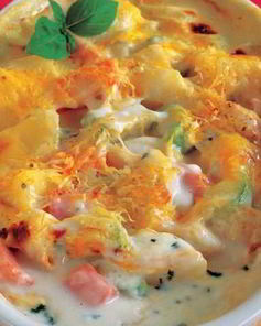 Сочная запеканка из курицы с овощами