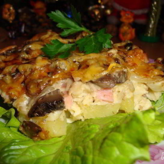 Рецепт запеканки грибы на подушке