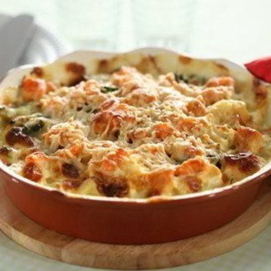 Рецепт запеканки из брокколи, семги и цветной капусты