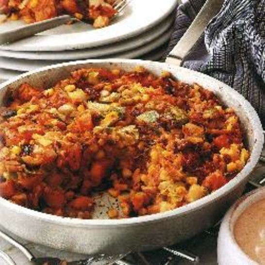 Рецепт запеканки из курицы с картошкой, бататом и кукурузой