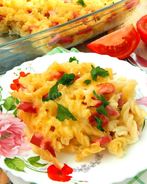 Запеканка из макарон с колбасой и сыром