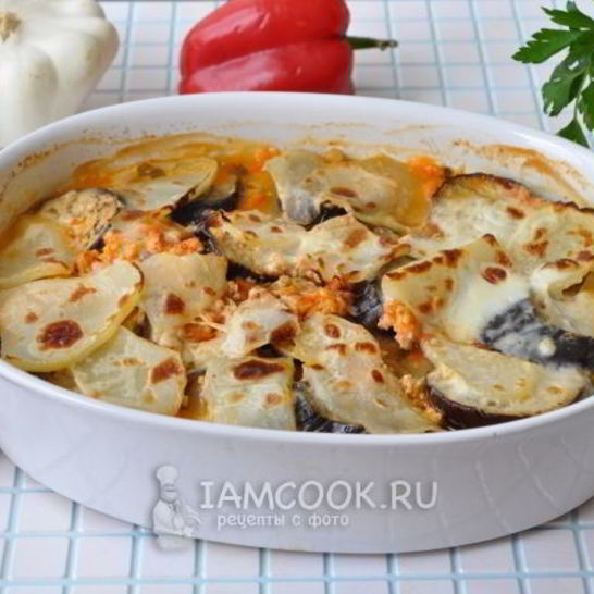 Рецепт запеканки из свежих овощей с фаршем
