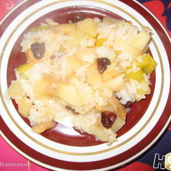 Рецепт запеканки рисовой с тыквой, яблоками и изюмом