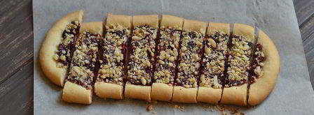 песочные полоски с джемом и орехами. Шаг 8