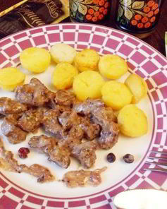 Телячьи почки в соусе из горчицы и джема