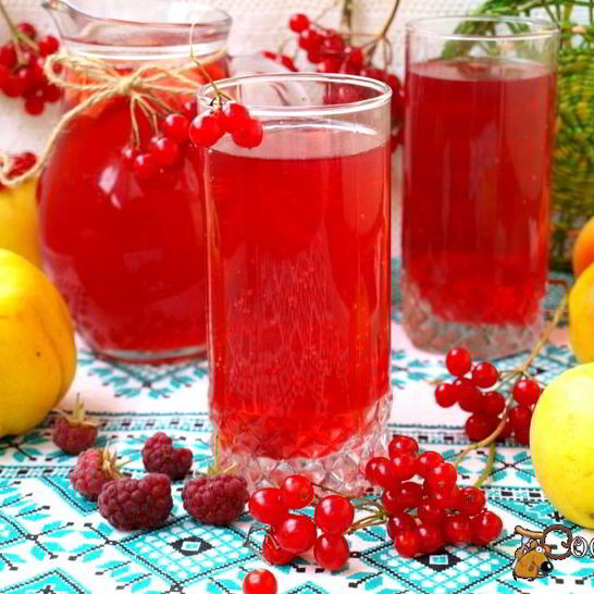 Рецепт компота с яблоками, малиной, калиной и айвой