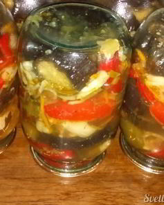 Баклажаны маринованные с цветной капустой и гогошарами