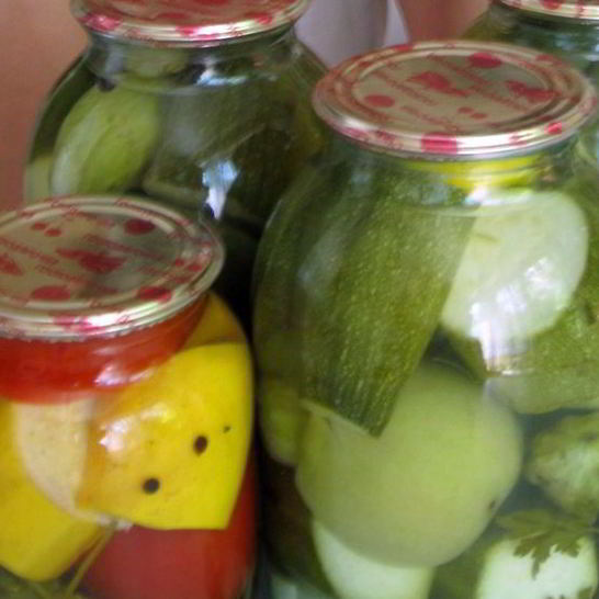 Рецепт маринованных кабачков, огурцов и помидоры