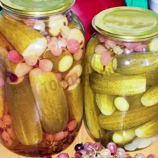 Рецепт маринованных огурцов с крыжовником хрустящие на зиму